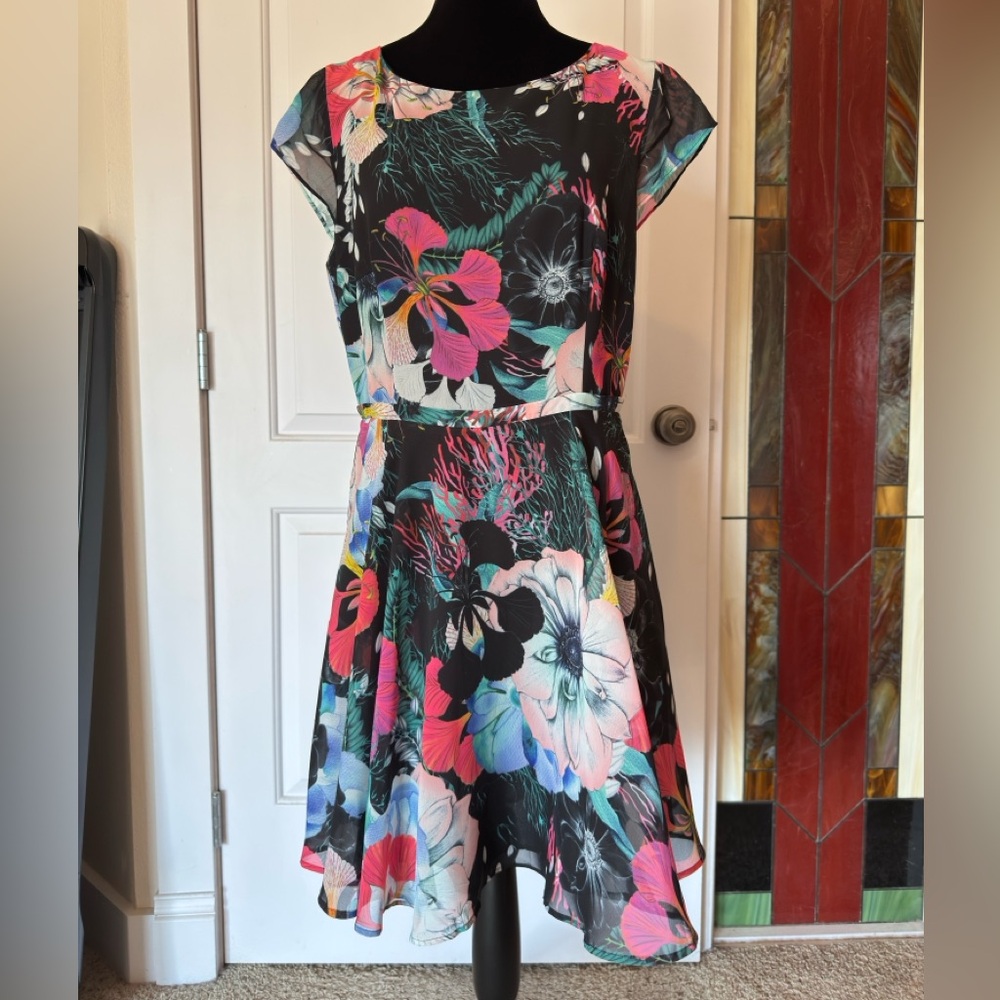 French Connection Multicolor Floral High Low Dress